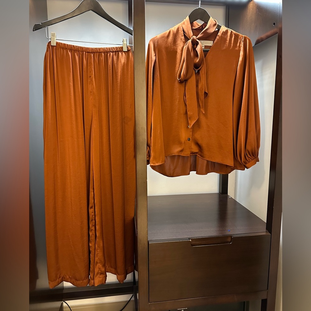 Christine Alcalay Rust Pants & Blouse Set Size XS (oversized up to Medium)